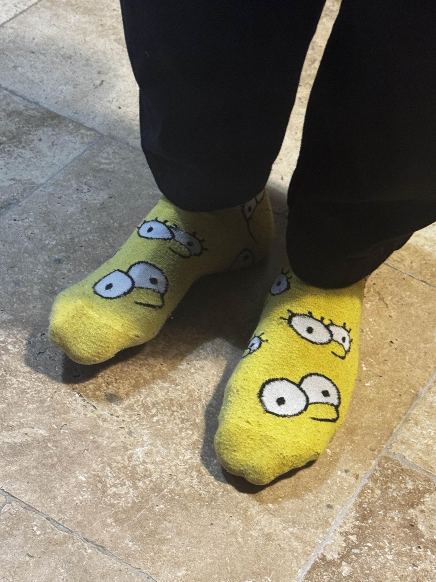 my feet in simpsons socks